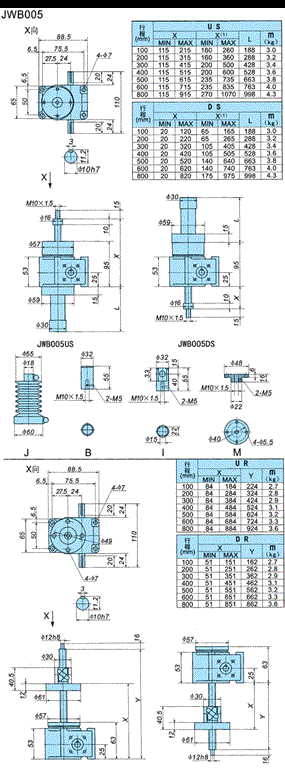 JWB的外形安装尺寸